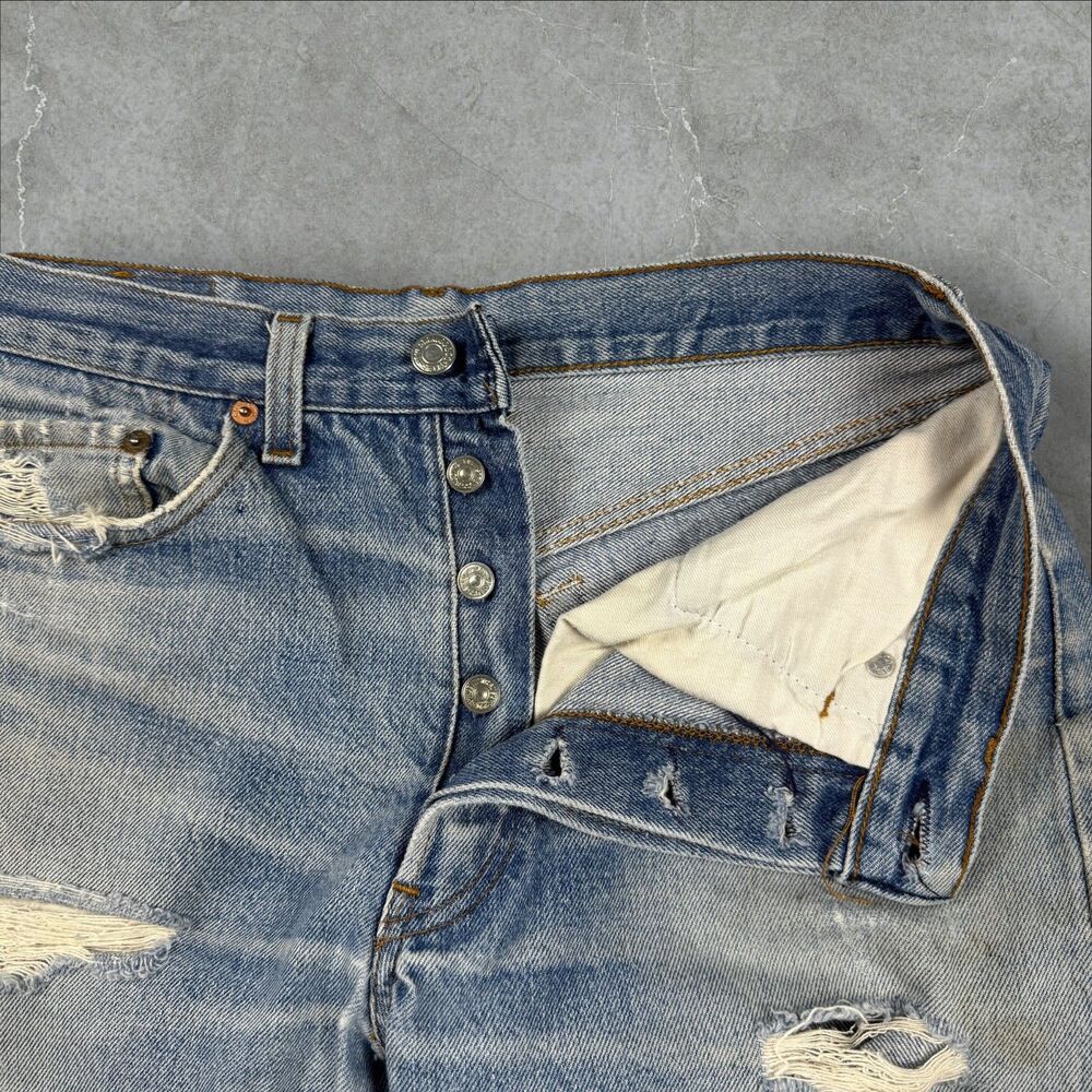 Vintage 70s Levis 501 XX Button Fly Faded Distressed Jeans 522 Stamped W32xL33 - Picture 8 of 12